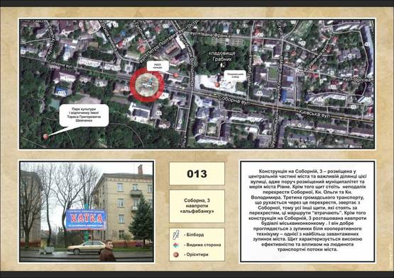 Фото рекламної площини за адресою вул. Соборна 3, навпроти Альфа-банку