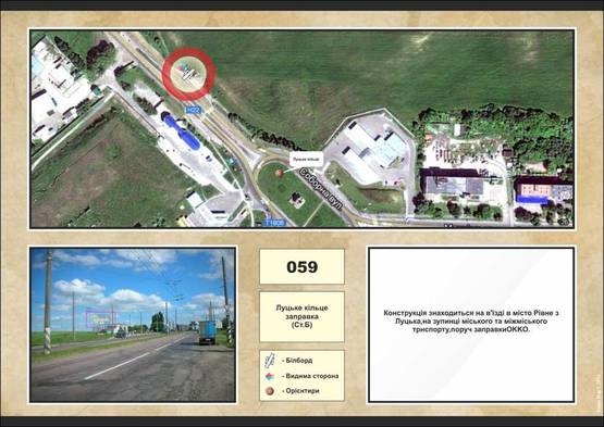 Фото рекламной плоскости по адресу Луцьке кільце заправка