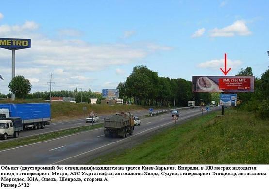 Фото рекламной плоскости по адресу възд в г. Полтаву со стороны Киева напротив МЕТРО