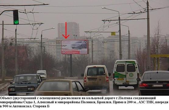 Фото рекламной плоскости по адресу г.Полтава,пересечение улиц Великотырновская и Юбилейной,соединяет,м-н Половки,Браилки с м-нами Сады 1,2,3 и Алмазный