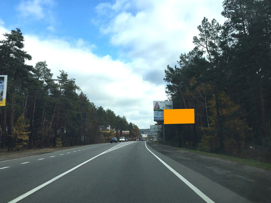 Фото рекламної площини за адресою Трасса Киев-Ковель (слева), направление на Киев, выезд из Бучи