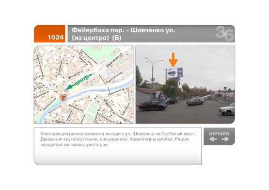 Фото рекламної площини за адресою Фейербаха пер. - Шевченко ул. (из центра)  (Б)