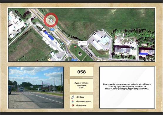 Фото рекламной плоскости по адресу Луцьке кільце заправка