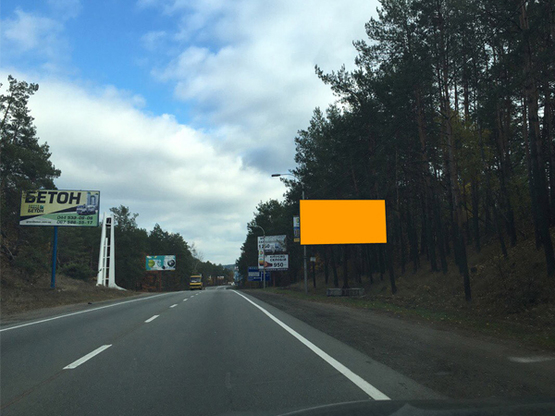 Фото рекламної площини за адресою Трасса Киев-Ковель (слева), направление на Киев, выезд из Бучи