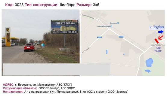 Фото рекламной плоскости по адресу вул. Маяковського (АЗС КЛО).