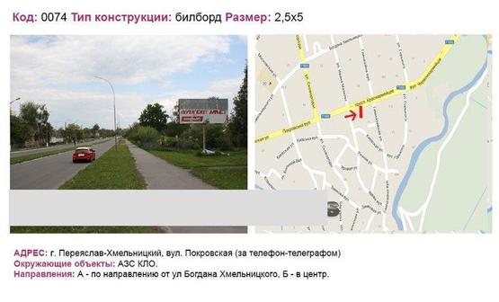 Фото рекламной плоскости по адресу вул. Покровская (за телефон-телеграфом)