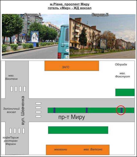 Фото рекламной плоскости по адресу вул, пр-т Миру, (розподільча смуга) банк "Форум"
