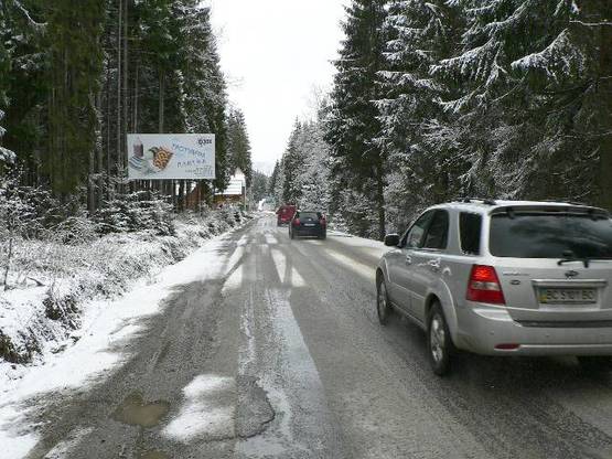 Фото рекламной плоскости по адресу Траса Н-09 Мукачево-Львів, дорога від Буковеля до Івано-Франківська (с.Поляниця),  відпоч. комплекс Царина, Батьківський поріг, 150 м перед перехрестям з трасою, напрямок руху на Івано-Франківськ