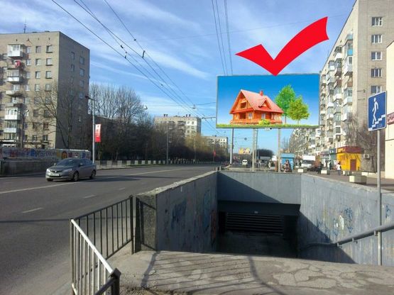 Фото рекламной плоскости по адресу вул.Любінська 100, підземний перехід