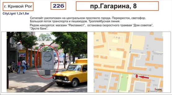 Фото рекламної площини за адресою пр-т Гагарина, 8  ( светофор, магизин "Рекламист")