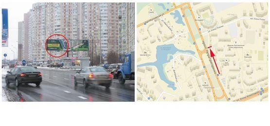 Фото рекламной плоскости по адресу Григоренка пр., 1 у напрямку Здолбуновської вул. ліва