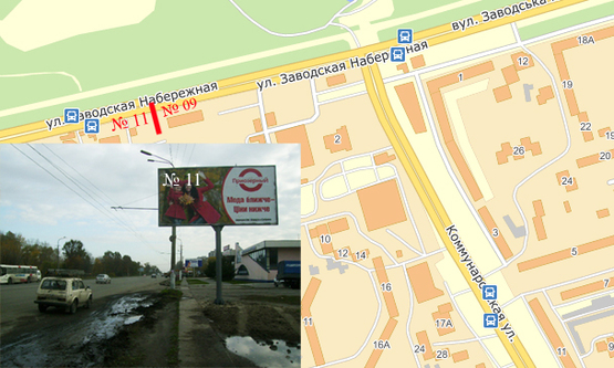 Фото рекламної площини за адресою Наб Заводская_ж\м Парус-ж\м Коммунар(рынок) ст. А, в центр