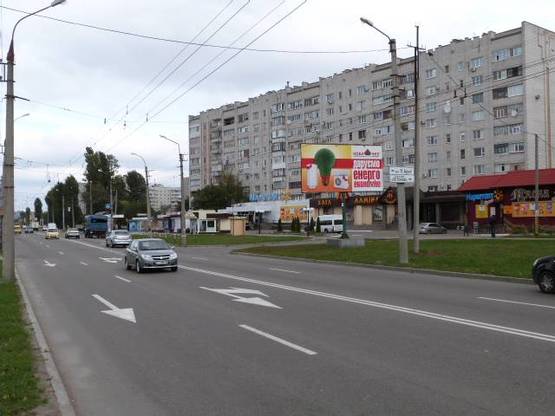 Фото рекламной плоскости по адресу просп. Л.Украинки (50л.Октября), перекр. с ул. Козацкой (Сов.Армии), 12б (278-й кварт.), возле супермаркета «Маркетопт», направление из центра