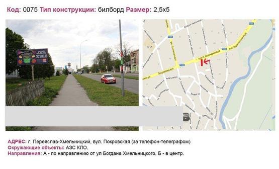 Фото рекламной плоскости по адресу вул. Покровская (за телефон-телеграфом)