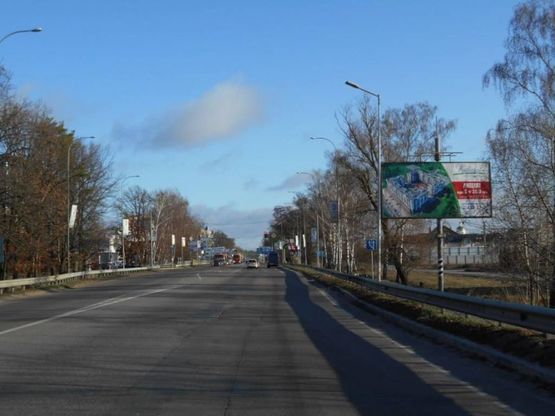 Фото рекламної площини за адресою м. Буча, траса М07, км 30+050 ліво, вул. Нове Шосе, біля ТЦ Модуль, Нова Лінія, ЕКО Маркет