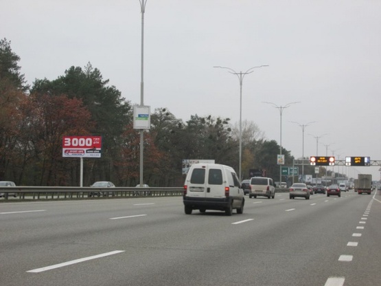 Фото рекламної площини за адресою Бориспольская трасса из г.Борисполь ( Бориспольская трасса 28+400 , перед заправкой Сокар), направл. в г.Киев