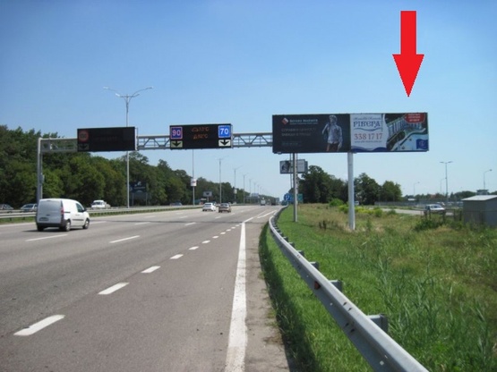 Фото рекламної площини за адресою Бориспольская трасса в г.Борисполь (29+850,за 1км. до поворота на с.Гора ) направл. в г.Борисполь, правый