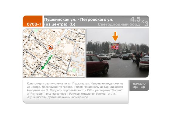 Фото рекламной плоскости по адресу Пушкинская ул. - Ярослава Мудрого ул.  (из центра)  (Б)