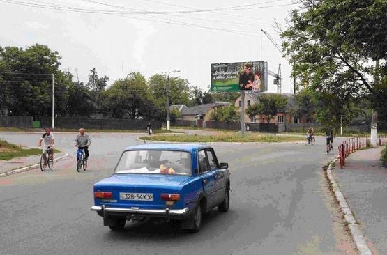 Фото рекламной плоскости по адресу перекресток ул. Толстого, ул. Комарова, ул. Г.Сталинграда, центральная клиника (клумба)