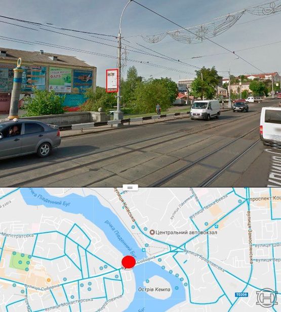 Фото рекламной плоскости по адресу Центральный мост в сторону ул.Соборной (стор. Б):