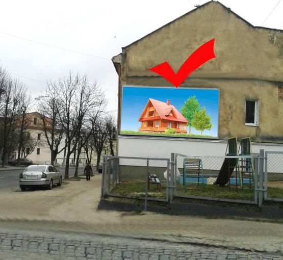 Фото рекламной плоскости по адресу вул.Кривоноса 19, з Високого замку до центру