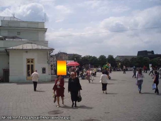 Фото рекламной плоскости по адресу пл.Театральна(Ляльковий театр),піш.зона, напрям-пішохідний міст