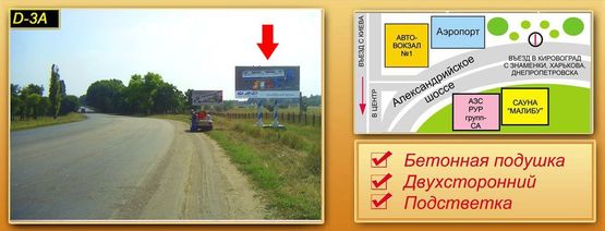 Фото рекламной плоскости по адресу Александрійське шосе