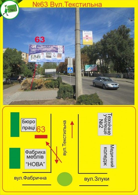 Фото рекламной плоскости по адресу Текстильна,6