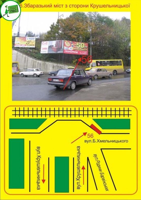 Фото рекламної площини за адресою Збаразька міст з сторони Крущельницької,69