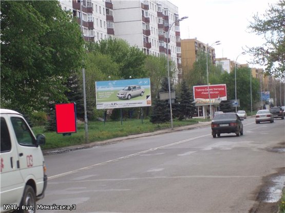 Фото рекламной плоскости по адресу вул.Минайська (маг.Самоцвіти), піш.перехід, напр.-вул.Грушевського