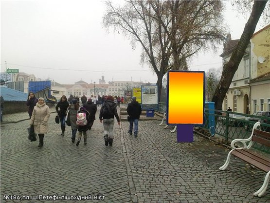 Фото рекламной плоскости по адресу пл.Ш.Петефі(вихід на міст)), напр-пл.Театральна