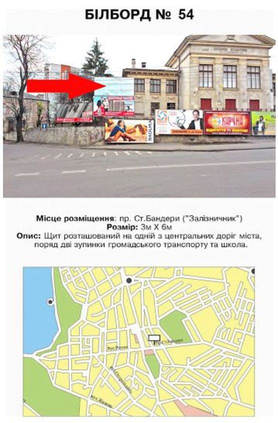 Фото рекламной плоскости по адресу вул. С.Бандери