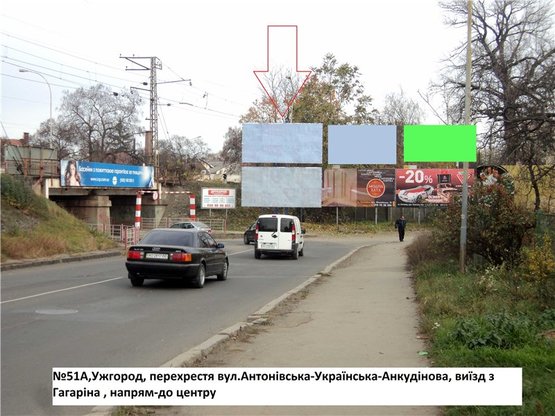 Фото рекламной плоскости по адресу вул.Українська-вул.Анкудінова (залізничний міст)-Антонівська-на Руську