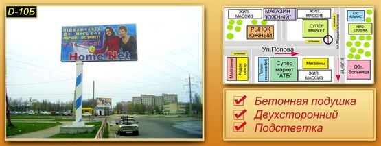 Фото рекламной плоскости по адресу вул. Попова