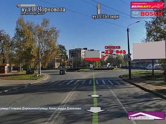 Фото рекламной плоскости по адресу Чорновола-Довженка кільце (банер)