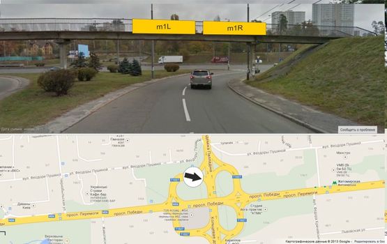 Фото рекламной плоскости по адресу сьезд с пр Победы( с центра) на Кольцевую в сторону Вишневого, правый