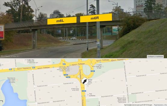 Фото рекламной плоскости по адресу заезд с Кольцевой (от Вишневого) на пр. Победы в сторону центра, правый