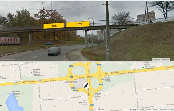 Фото рекламной плоскости по адресу заезд с Кольцевой от Академмистечка на пр. Победы в сторону центра, правый