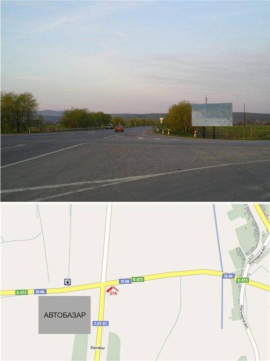 Фото рекламной плоскости по адресу вул. Коритнянська (перехрестя, В'їзд на авто-речовий ринок Кінчиш, котрий є найбільшим в Закарпатті, автобусні зупинки)