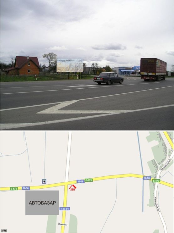 Фото рекламной плоскости по адресу вул. Коритнянська (перехрестя, В'їзд на авто-речовий ринок Кінчиш, котрий є найбільшим в Закарпатті, автобусні зупинки)