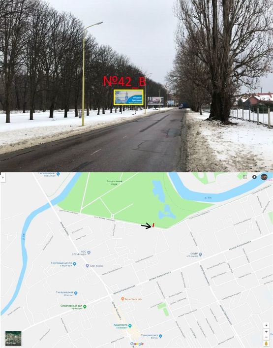 Фото рекламной плоскости по адресу Словянська Набережна  ( Парк розваг,  "Епіцентр","Нова Лінія", Велмарт, АЗС "ОККО", "WOG","Бром" ,готель"Ужгород", інтенсивний рух)