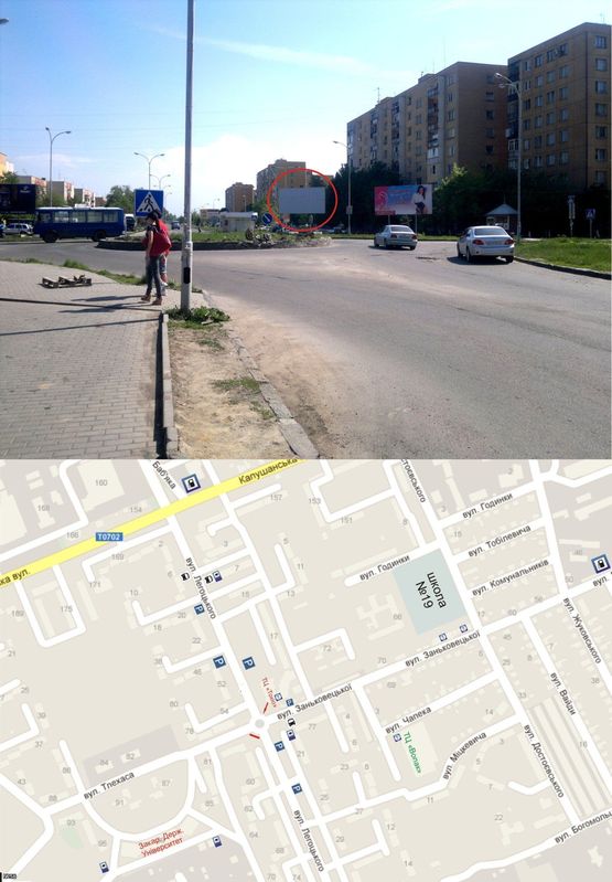 Фото рекламной плоскости по адресу вул. Легоцького (Коло, ТЦ Токіо, ТЦ Вопак, Велмарт,АЗС "WOG", напрямки на Закарпатський державний університет, вулиці Заньковецька, 8 Березня, Перемоги, Баб'яка)