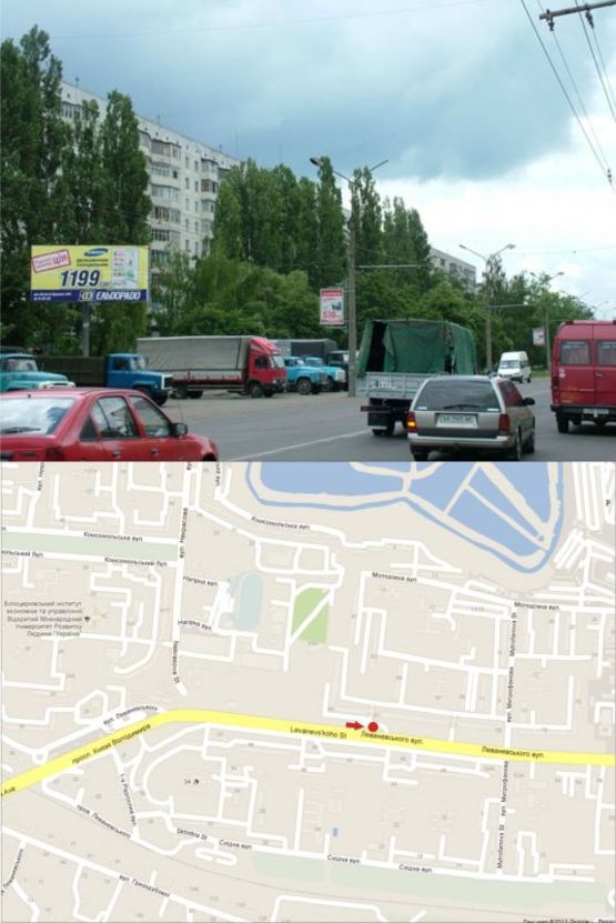 Фото рекламной плоскости по адресу вул. Леваневського(р-н будинку №55)