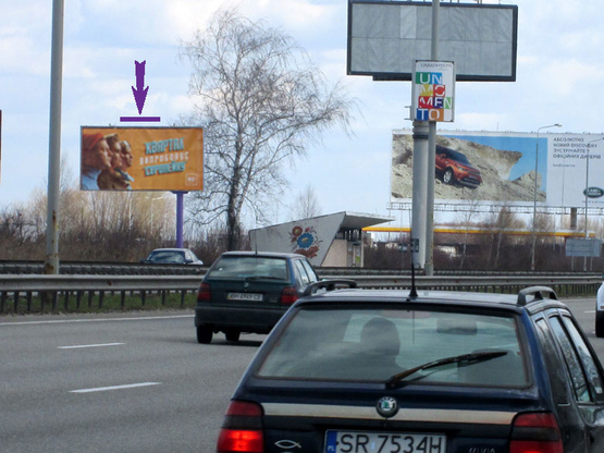 Фото рекламної площини за адресою Бориспільське шосе, 31,6 км,  зупинка Гора, в напрямку а/п Бориспіль