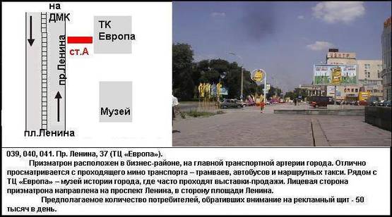 Фото рекламной плоскости по адресу пр.Свободы, 35 (торговый комплекс Центр)