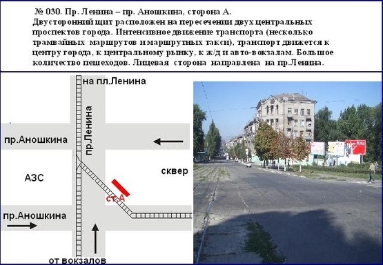 Фото рекламной плоскости по адресу пер.проспект Свободи - пр. Аношкіна (Дружба) Заводський район