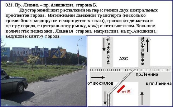 Фото рекламной плоскости по адресу пер.проспект Свободи - пр. Аношкіна (Дружба) Заводський район