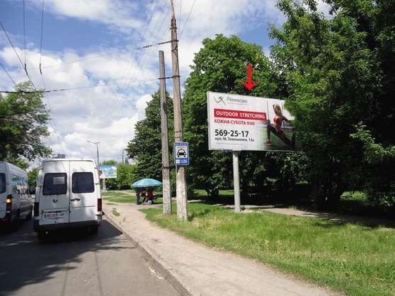 Фото рекламної площини за адресою вул.Панікахи, 30, Тополь-3, до центру/ул. Паникахи, 30, Тополь-3, в центр