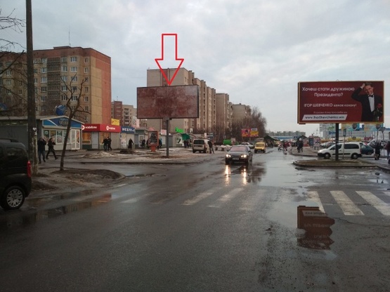 Фото рекламной плоскости по адресу Кравчука_до АС №1_ТЦ СЛОН_с.м. Сільпо