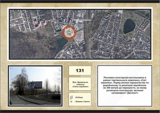 Фото рекламной плоскости по адресу вул. Дворецька,  поблизу "Світу кераміки"